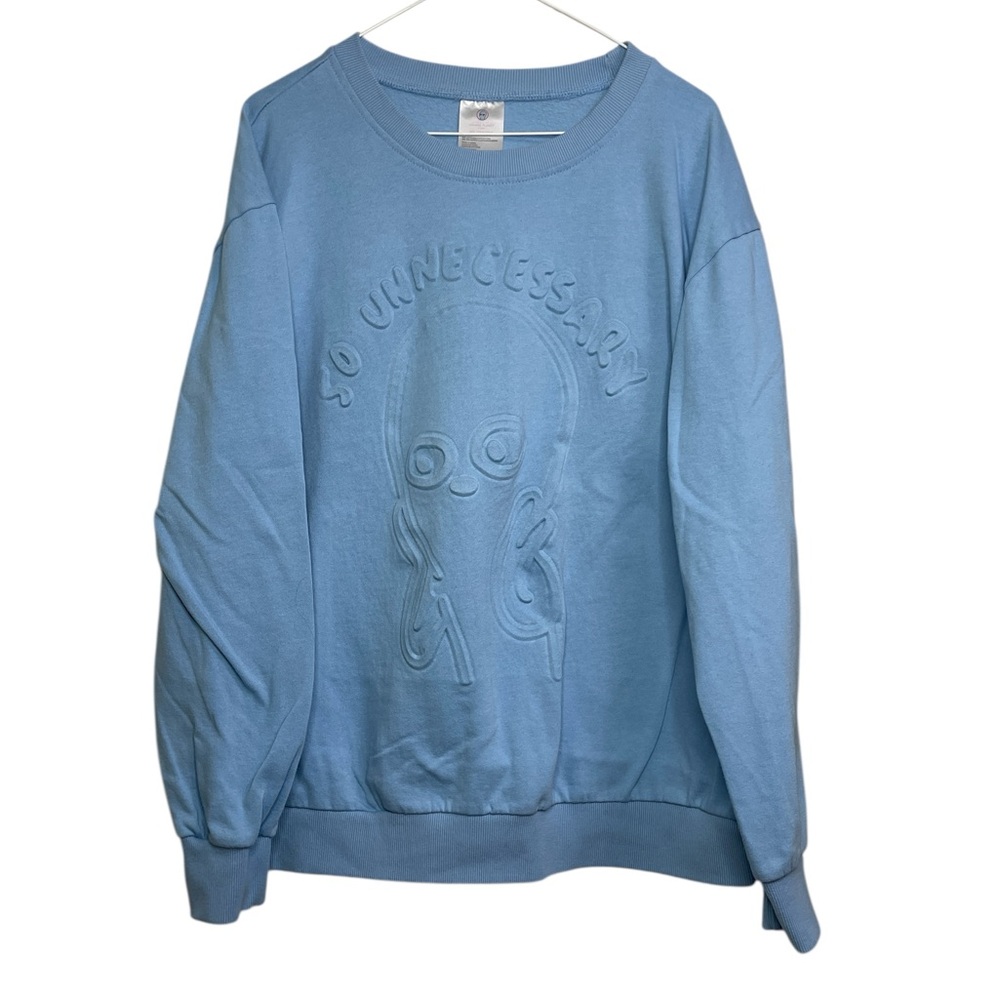 Strange Planet “So Unnecessary” Embossed Sweatshirt – Light Blue – Size XL